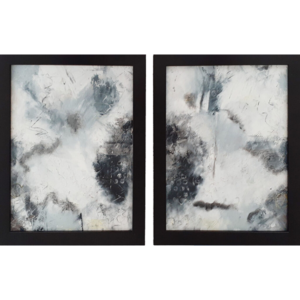 "Mostly Black & White Diptych 1"   14" x 22"